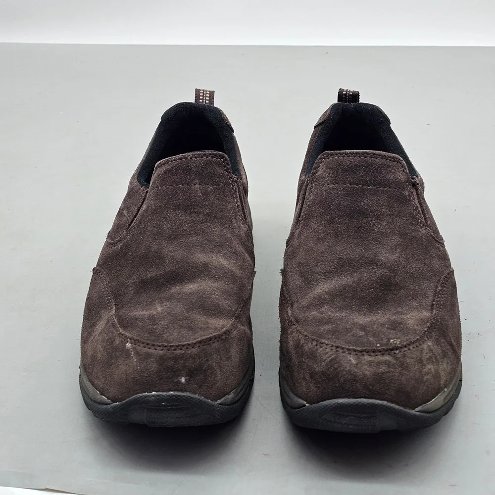 LL Bean Mens Comfort Mocs Dark Brown Suede Slip On Shoes 10 Wide 254540